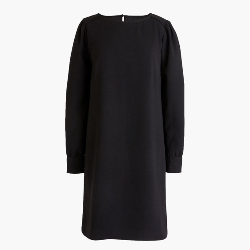 J Crew long sleeve crepe shift dress- black 2 tall